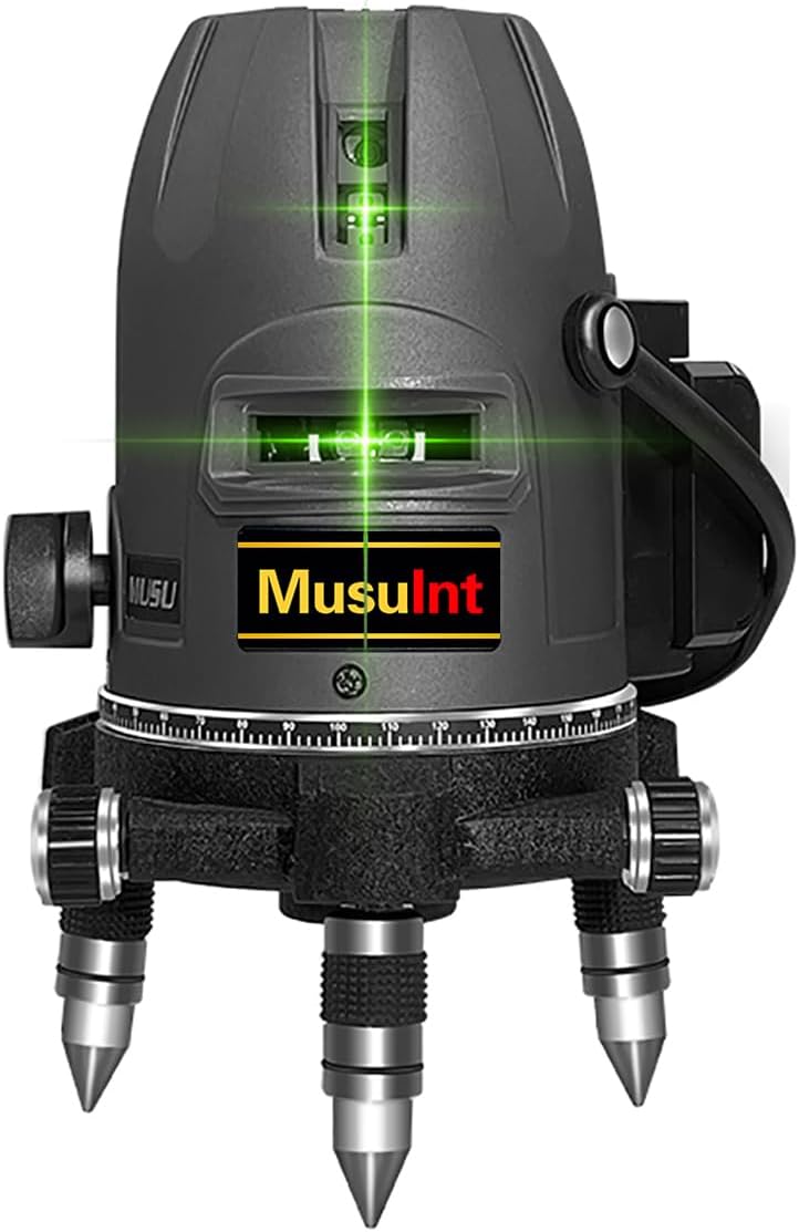 Laser Level Outdoor Bright Green - 5ライン屋外用グリーンレーザーレベル 360°自動水平調整精密ツール 超高輝度強光スポット 360°回転式デジタルリチウムイオン