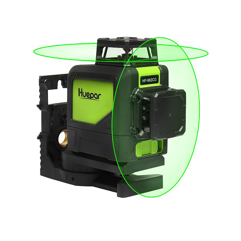 Green Beam Laser Level 12 Line - Huepar 902CG 360度自己水平調整機能付き3Dレーザーレベル。緑色レーザー光、高出力、3D、5/8/12ライン。