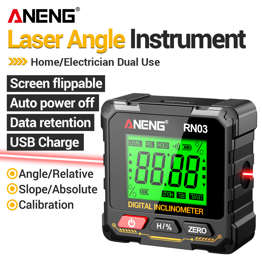 Laser Level Rechargeable Usb - ANENG 充電式デジタル角度測定器、磁石付きレーザー傾斜計 RN02/RN03、USB充電式、角度測定用定規