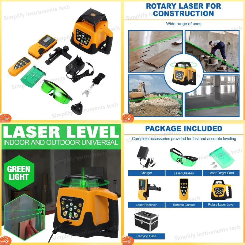 Rotary Laser Level 500M Range - グリーンビーム回転レーザーレベル360度自動水平調整回転レーザーレベルツール、建設用、500m範囲