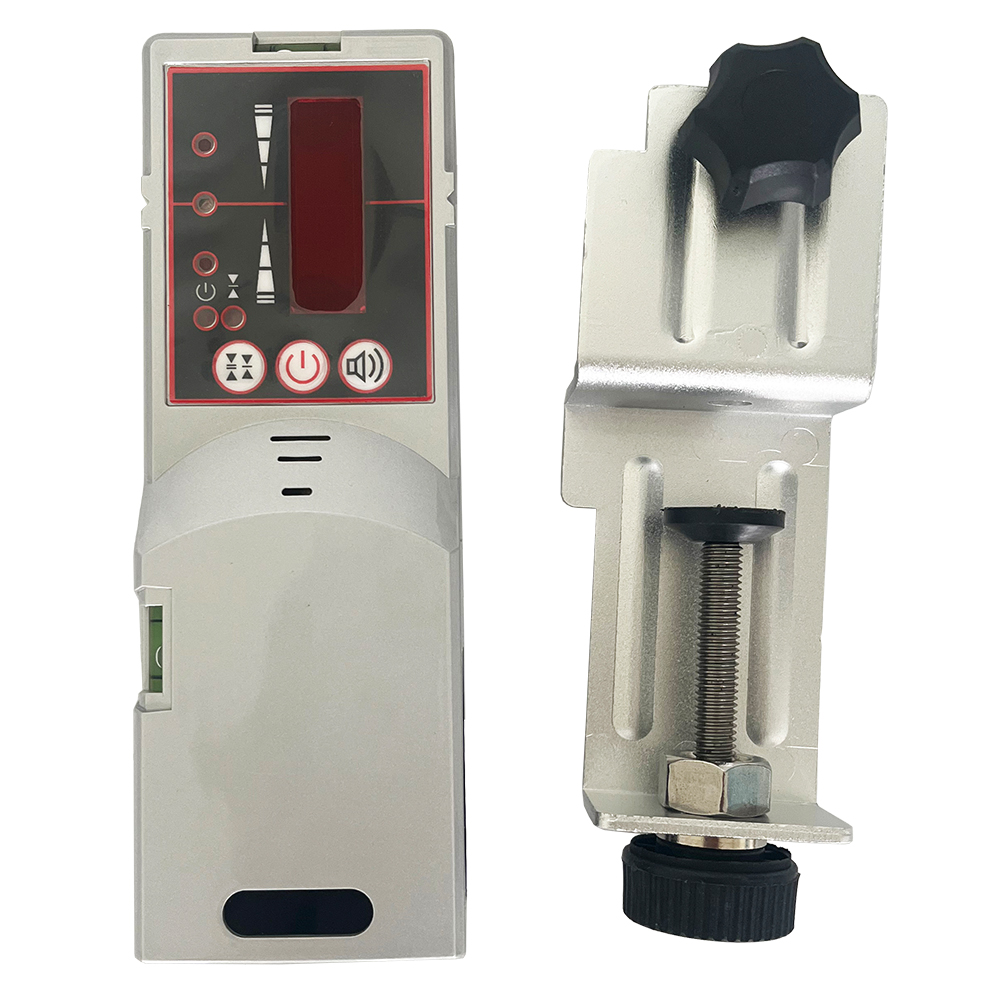 Laser Level With Receiver Detector - Heipoe HD-1S 赤色ビーム/緑色ビーム受信機 高精度レーザーレベル検出器 両面スクリーン＆クランプ付き