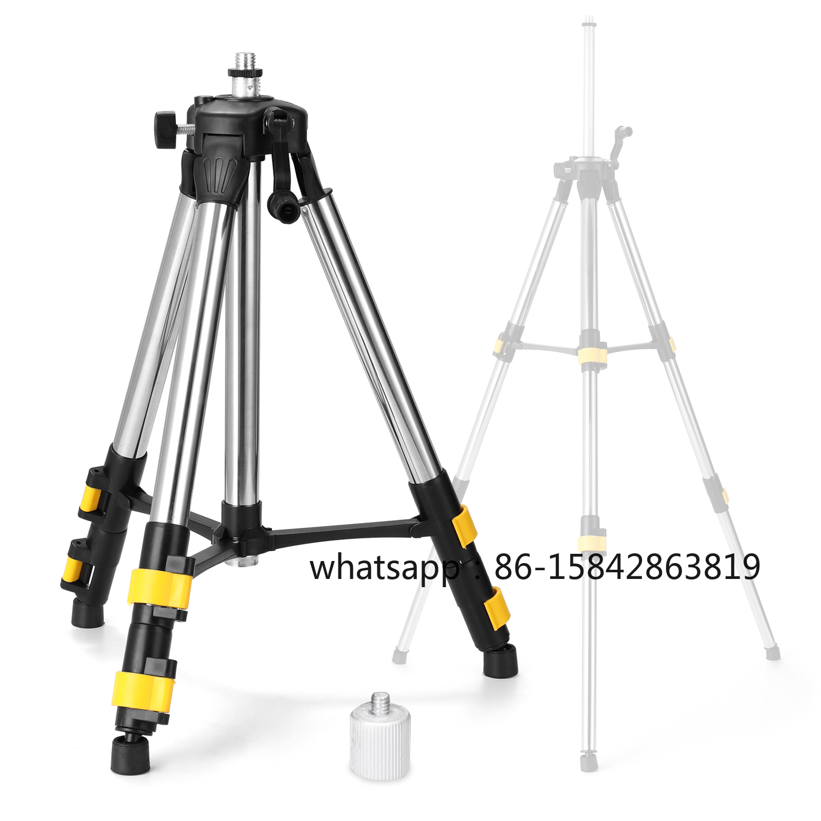 Laser Level Tripod Stand 1.5M - 0.45M/1.2M/1.5M ステンレス鋼製延長バー三脚スタンド レーザーレベル用 5/8インチから1/4インチアダプター付き