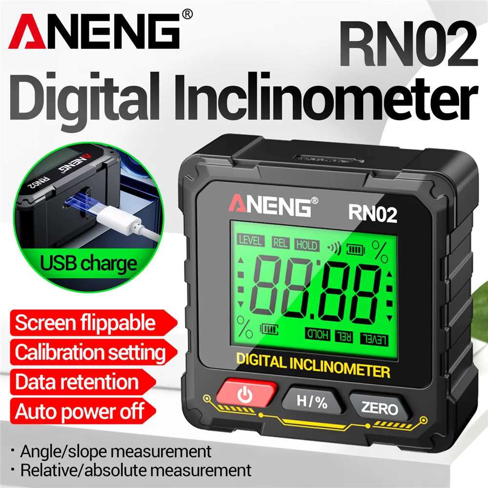 Laser Level Rechargeable Usb - 磁気デジタル角度計 USB充電式 ANENG RN02 アングルゲージ レーザー傾斜計