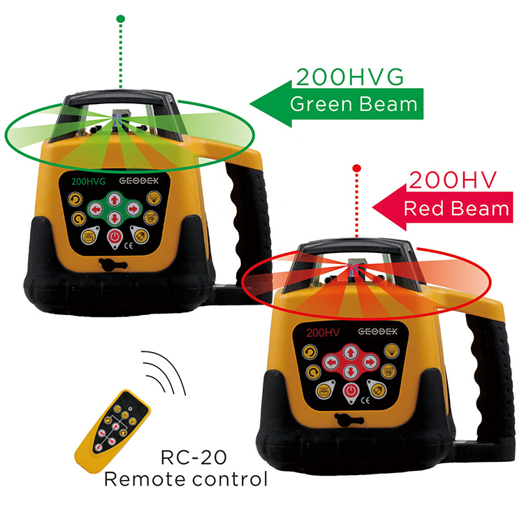 Rotary Laser Level 500M Range - 自動水平調整機能付き、500mの測定範囲、360度回転式レーザー水平器。高精度な建設用具。緑色レーザー光。屋内・屋外で使用可能。