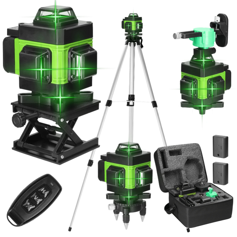 Laser Level 4D 16 Line Green - 三脚/ニベルAレーザー 16ライン プロ仕様グリーンレーザー墨出し器 自動水平調整 360°オートニベラント