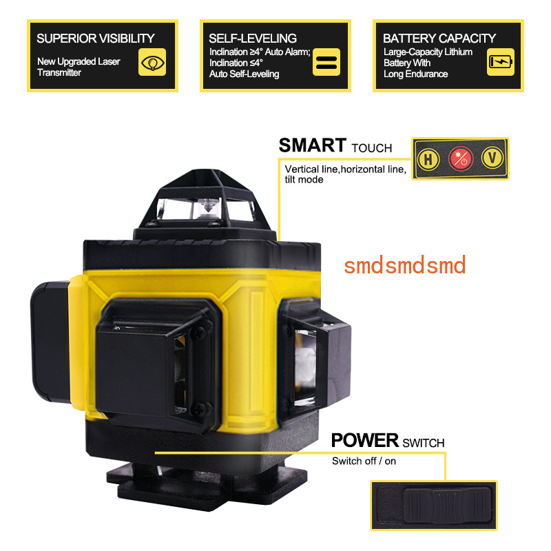 16ライン4Dレーザーレベル水平＆垂直クロスライングリーンビ - Laser Level 4D 16 Line Green のレビューと価格