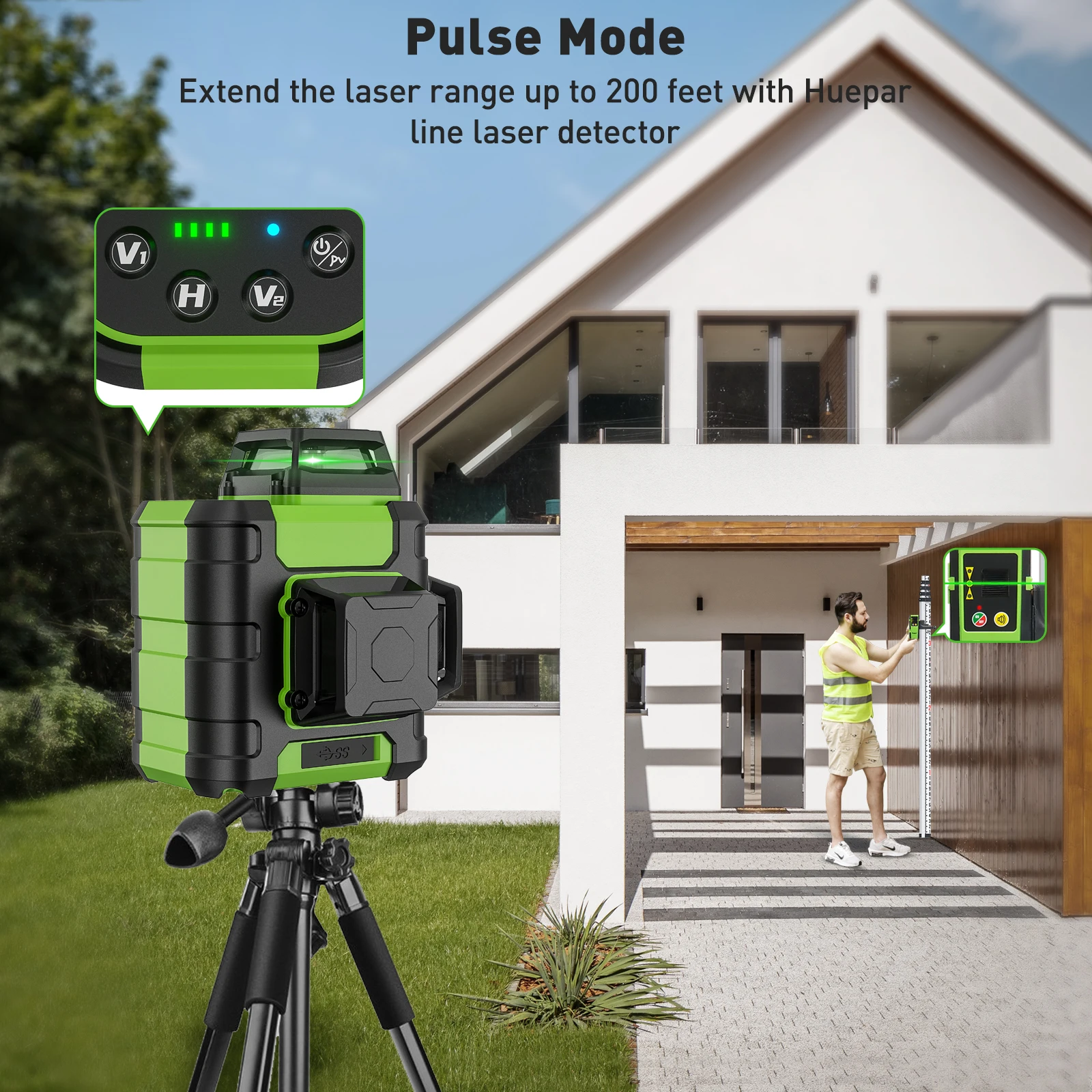 Huepar HM03CG レーザーレベルグリーンビーム 1 - Green Beam Laser Level 12 Line のレビューと価格