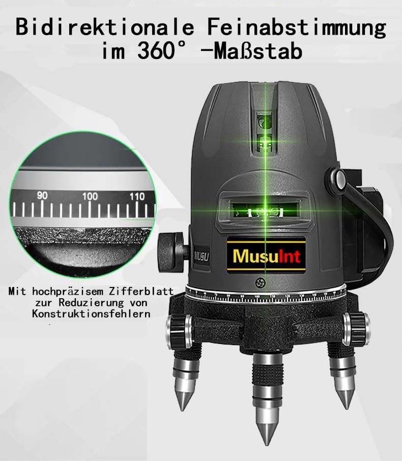 5ライン屋外用グリーンレーザーレベル 360°自動水平調整精 - Laser Level Outdoor Bright Green のレビューと価格