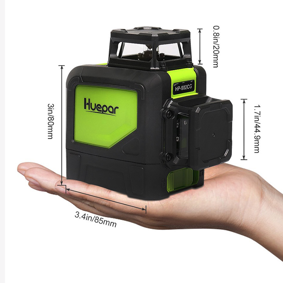Huepar 902CG 360度自己水平調整機能付き3Dレ - Green Beam Laser Level 12 Line のレビューと価格