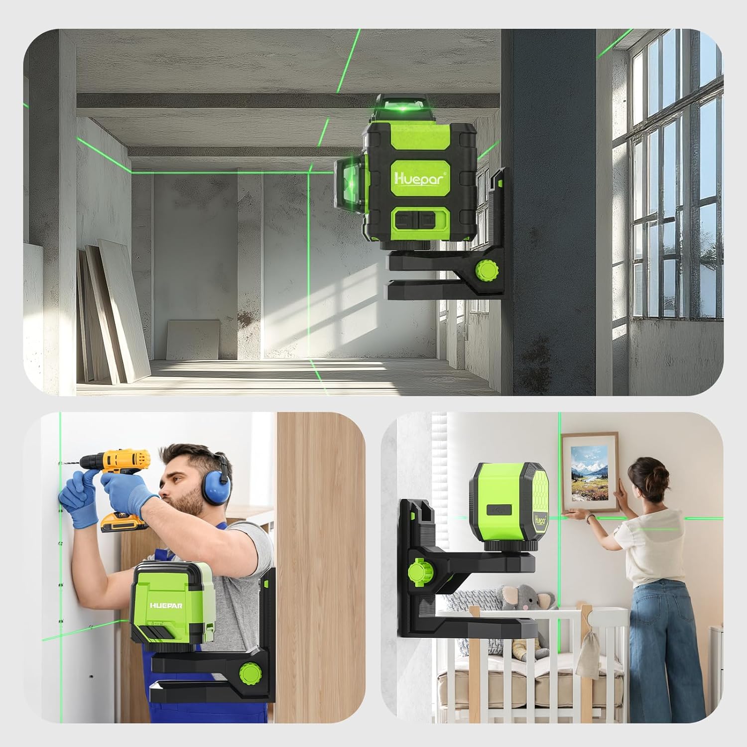 Huepar PV12 ラインおよびポイントレーザーレベル用 - Line Laser Level Magnetic Bracket のレビューと価格