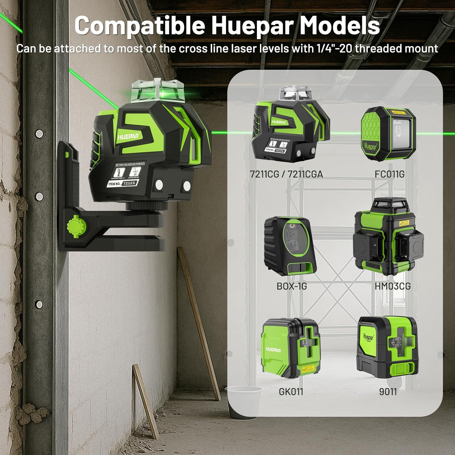 Huepar PV12 ラインおよびポイントレーザーレベル用 - Line Laser Level Magnetic Bracket のレビューと価格