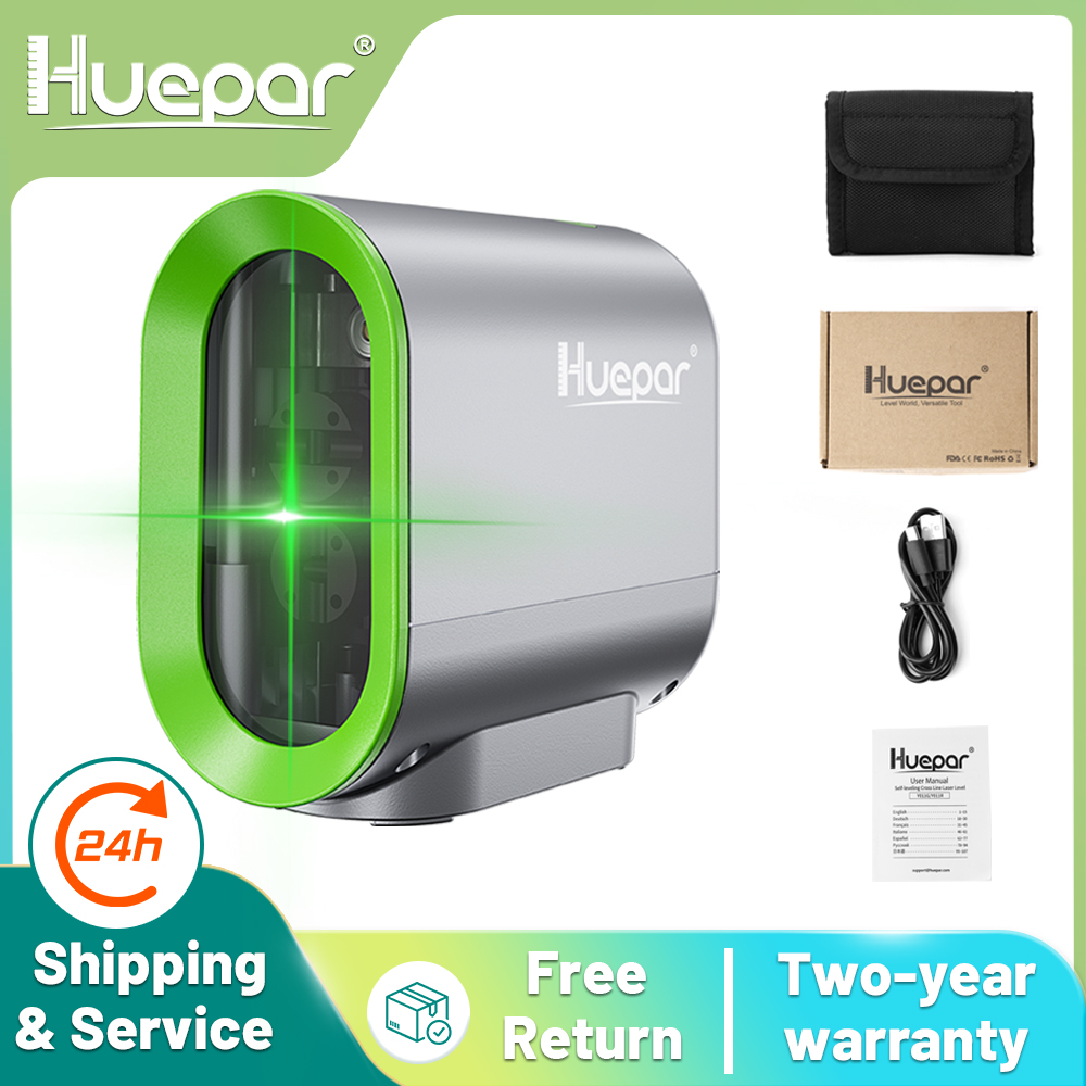 Huepar 2ライン 自己水平調整機能付きレーザーレベル＆ - Laser Level Rechargeable Usb のレビューと価格