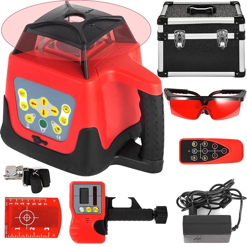 360 °   赤色回転レーザーレベル、自動水平調整レーザー - Rotary Laser Level 500M Range のレビューと価格