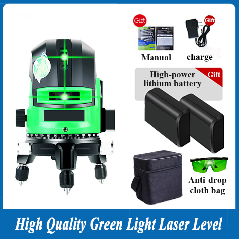 高精度4D強力ライトグリーンレーザーレベル360 °   セ - Laser Level 3D Cross Line Self Leveling のレビューと価格