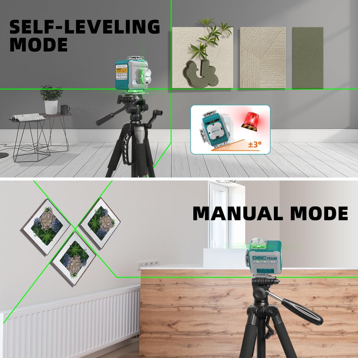 4D 16ライン自動水平調整レーザーレベル DECTEAM  - Laser Level Rechargeable Usb のレビューと価格