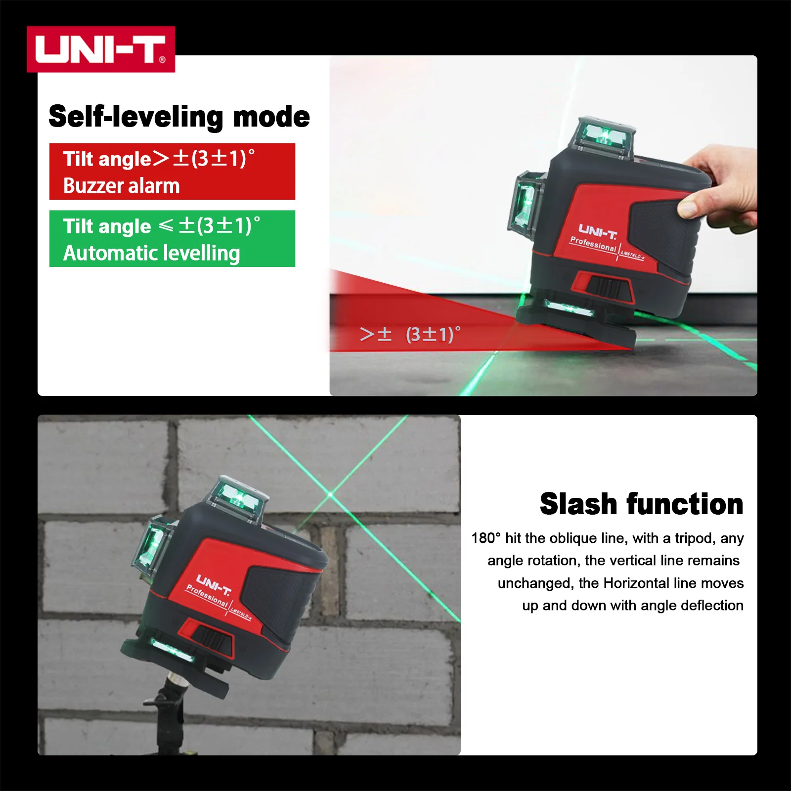 UNI-T LM575LD-e 3D 12ライン グリーンレ - Laser Level 3D Cross Line Self Leveling のレビューと価格
