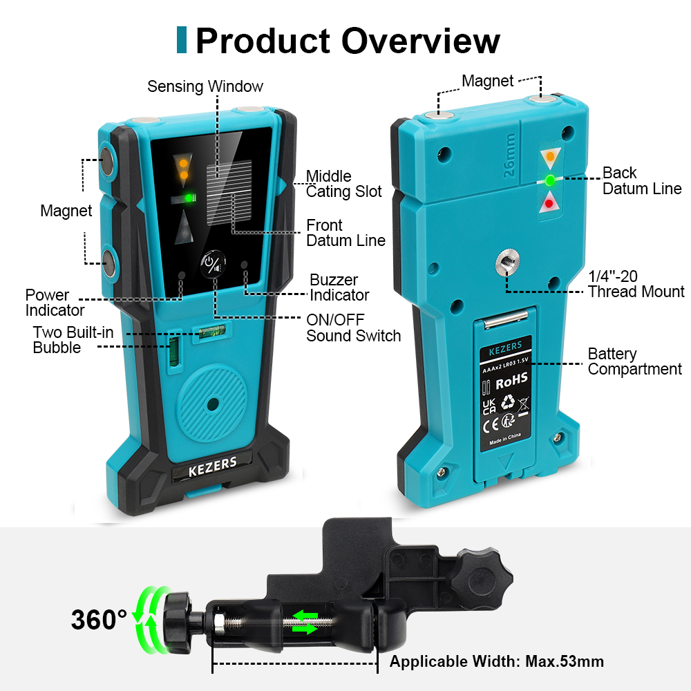 KEZERS -緑色レーザーレベル検出器,KL4D-05G/ - Laser Level With Receiver Detector のレビューと価格