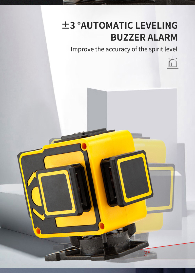 3D、4D、12ライン、16ライン、自動回転式ベース、クロス - Laser Level 3D Cross Line Self Leveling のレビューと価格