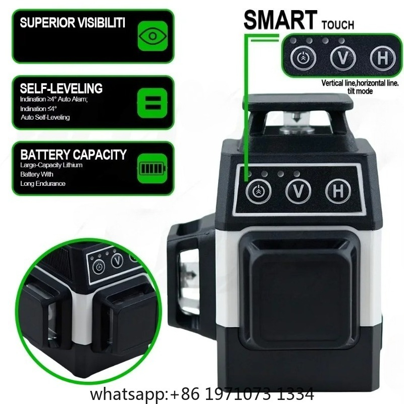 ミニ3D 12ラインレーザーレベル 自動水平調整 360°水 - Green Beam Laser Level 12 Line のレビューと価格