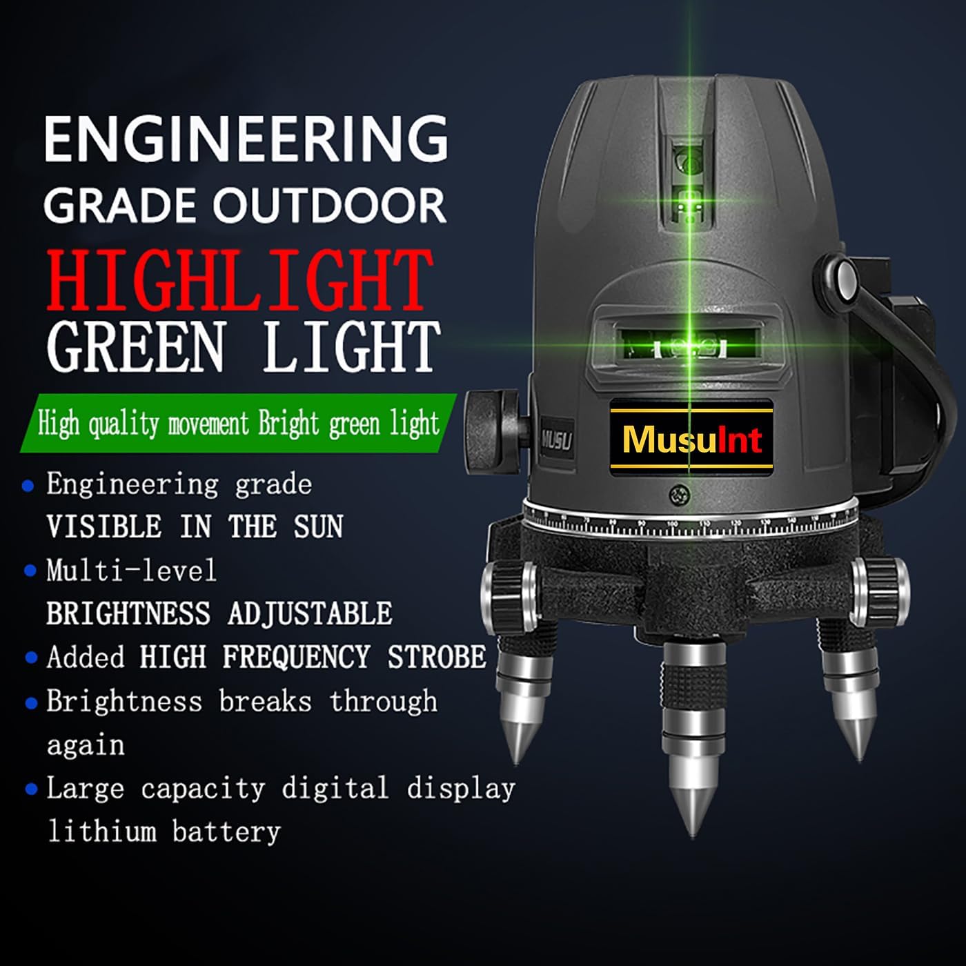 (屋外用超高輝度) 5ラインレーザーレベル 360°自動水平 - Laser Level Outdoor Bright Green のレビューと価格