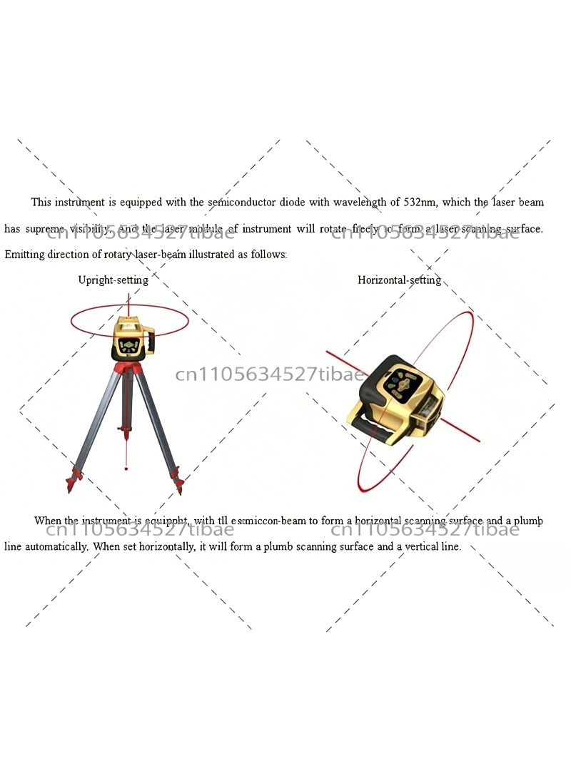 500m範囲レーザーレベル 赤色光線 ケース付き 自動水平調 - Rotary Laser Level 500M Range のレビューと価格