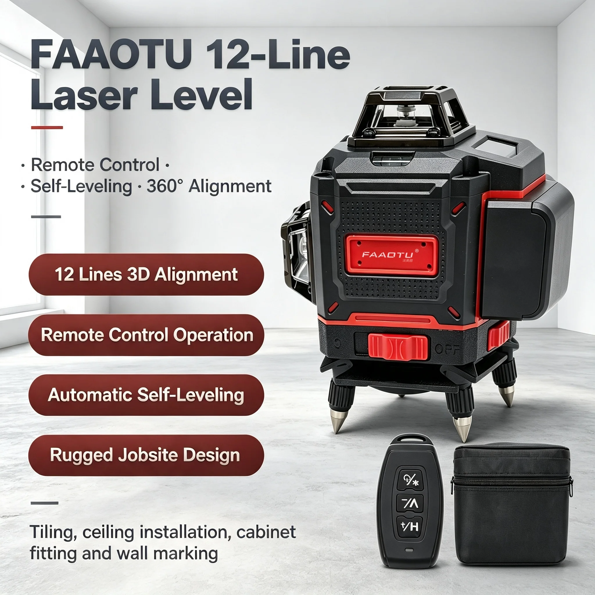 FAAOTU デジタル360度クロスラインレーザーレベル、屋 - Cross Line Laser 360 Degree のレビューと価格