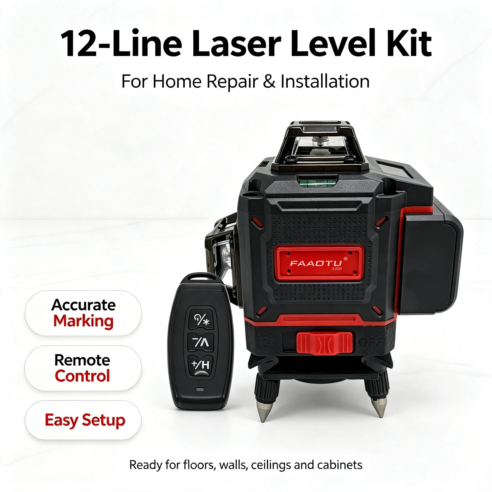 FAAOTU デジタル360度クロスラインレーザーレベル、屋 - Cross Line Laser 360 Degree のレビューと価格