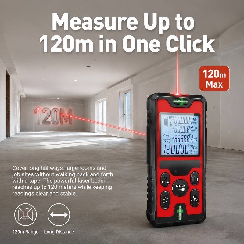 120Mレーザー距離計 USB-C充電式レーザー距離計 バッ - Laser Level Rechargeable Usb のレビューと価格