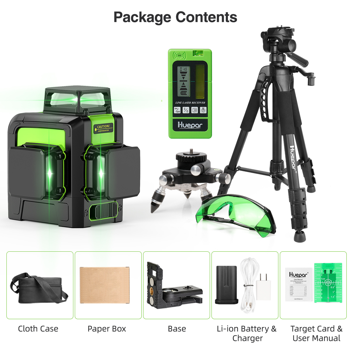 Huepar-osram緑色レーザーセット,12 3Dクロス - Green Beam Laser Level 12 Line のレビューと価格