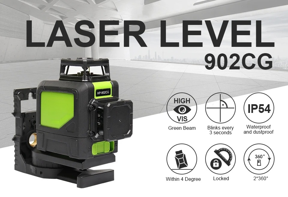 902CG自動水平調整360度クロスライン、8ラインマルチ屋 - Cross Line Laser 360 Degree のレビューと価格