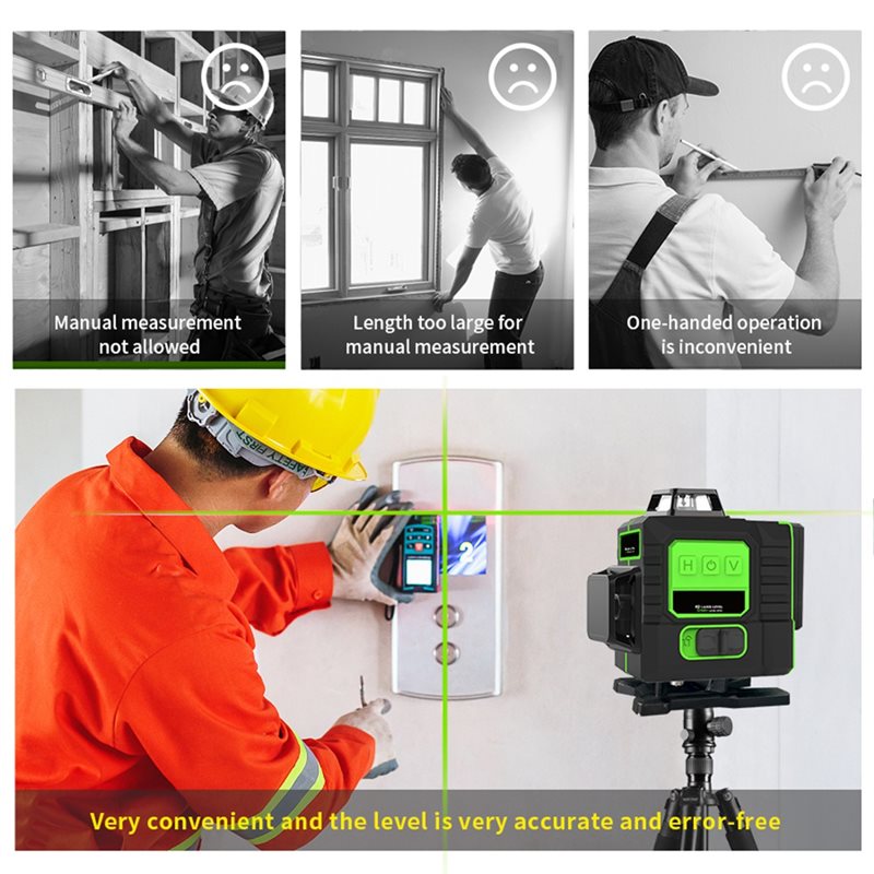 AB66-超明るい12ライングリーンレーザーレベル360 ° - Laser Level Outdoor Bright Green のレビューと価格