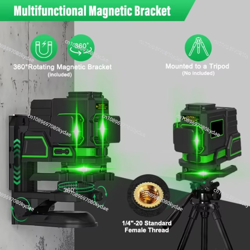レーザーレベル用三脚 ミニグリーンクロス 12ライン 自動水 - Laser Level 3D Cross Line Self Leveling のレビューと価格