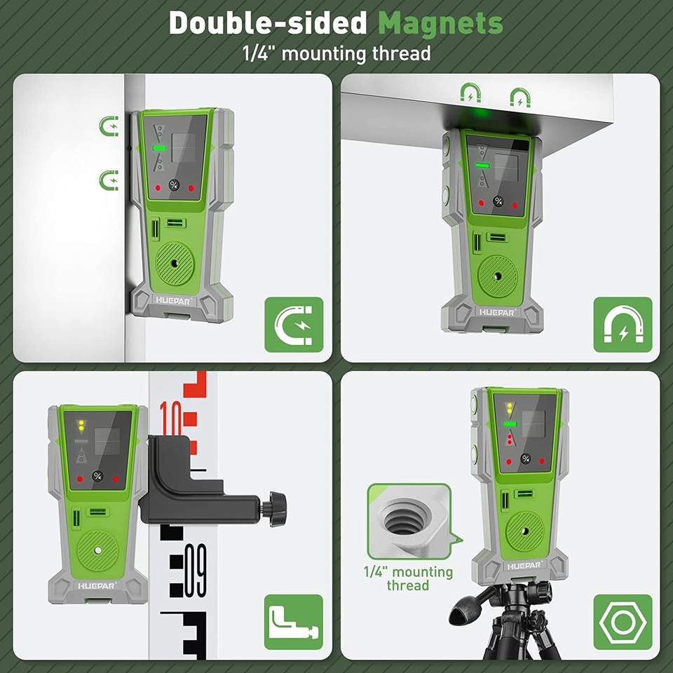 Huepar レーザーレベル受信機検出器、パルスライン付き電 - Laser Level With Receiver Detector のレビューと価格